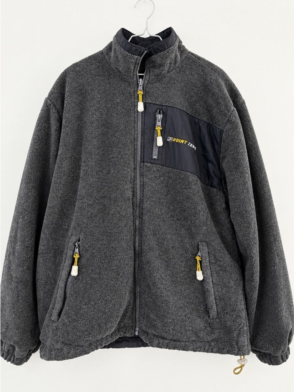 Point Zero Men's Charcoal Grey Zip-Up Reversible Fleece/Nylon Jacket XL